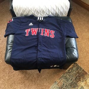 Navy blue Adidas Minnesota twins baseball jersey size large NWOT
